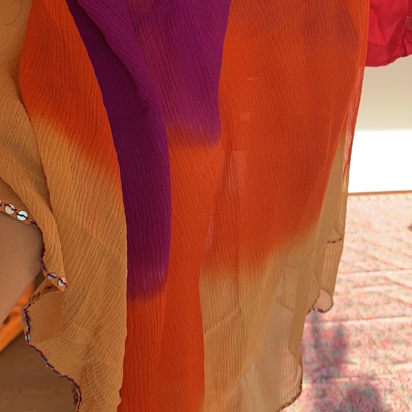 FESTIVE ORANGE A LINE KURTA:knee length with heavy all over zardozi work. - Picture 13 of 13